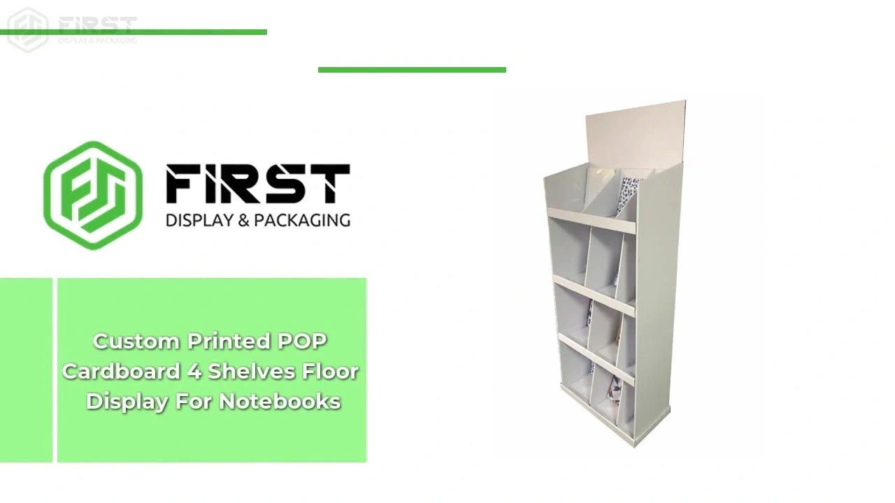 Custom Printed POP Cardboard 4 Shelves Floor Display For Notebooks 1