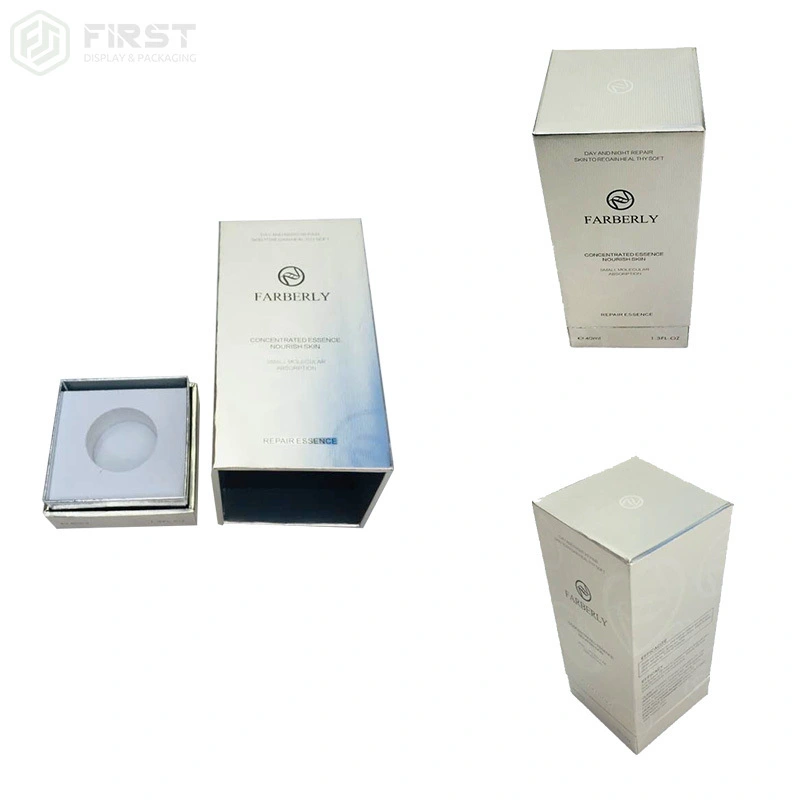 Premium Silver Rigid Lid-and-Base Gift Packaging Box for Essence Care Products 1