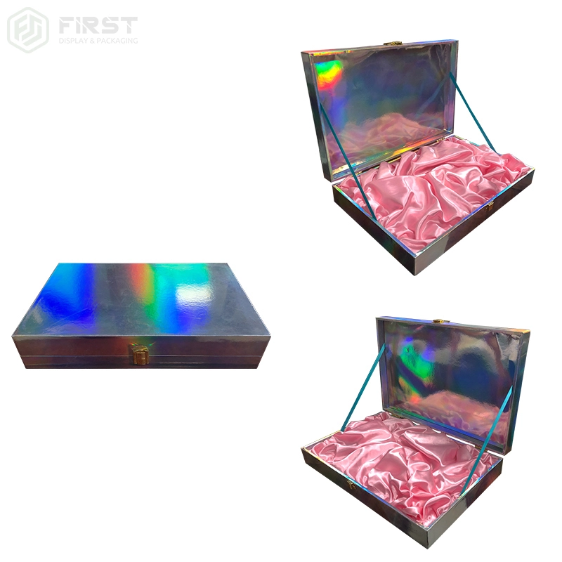 Holographic Book-Style Rigid Gift Box with Luxurious Satin Lining for Premium Cosmetic Packaging 1