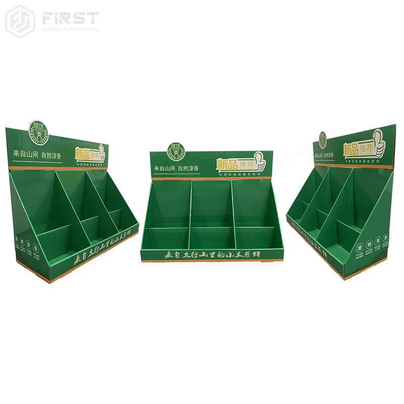 Custom Corrugated Cardboard Paper Counter Display Rack for Healthy Biscuits 1