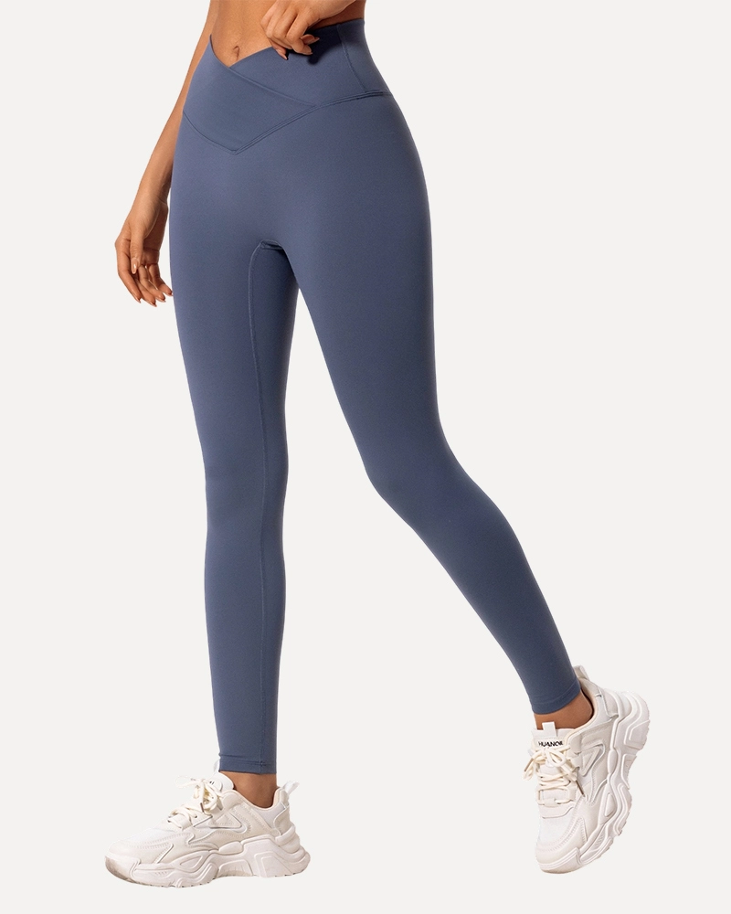 OEM ODM Cooling Fabric Cross Waist Yoga Pants Fitness Sport V Shape Leggings 1