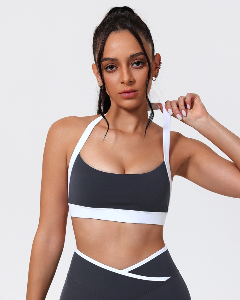 Sport-BH mit Nackenband und offenem Rücken in verschiedenen Farben für Damen, geeignet für intensives Laufen, OEM/ODM XTNY6606 1