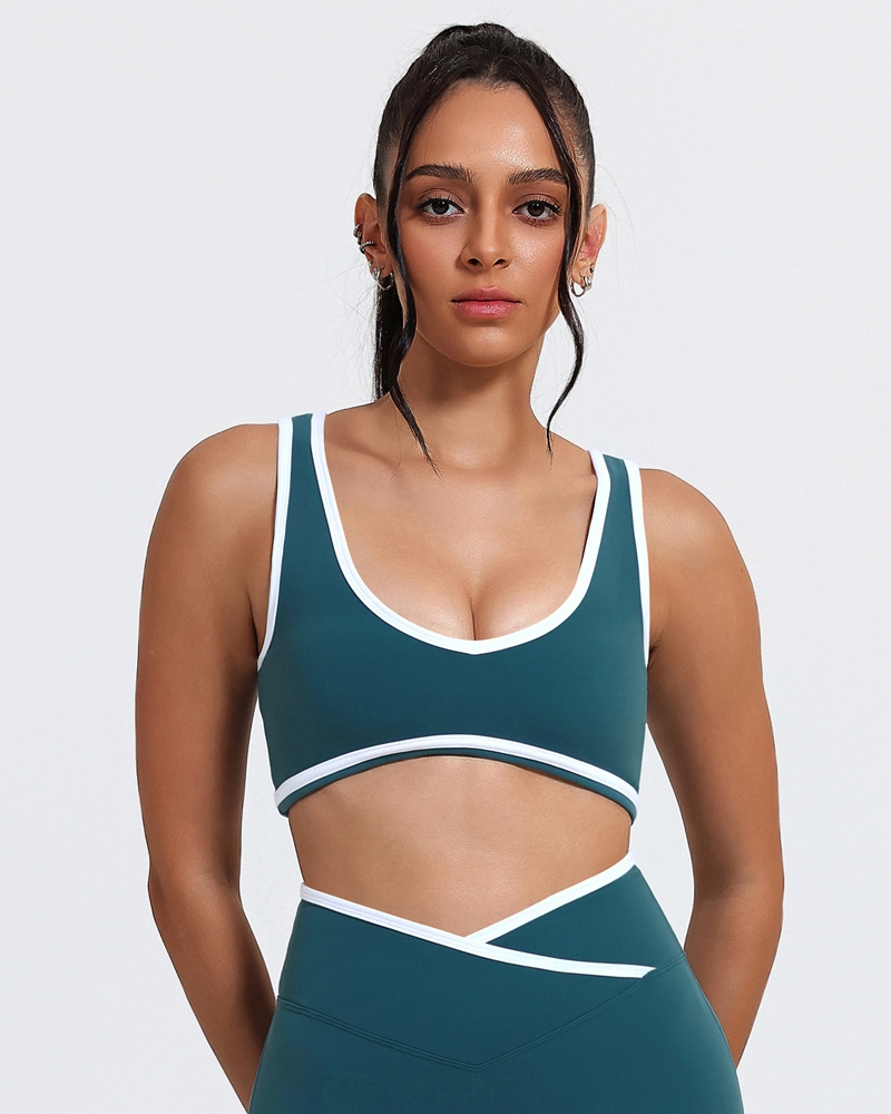 Padded Sports Bra Contrast-Colour Tight-Fitting Fitness For Female Outdoor Yoga Wear OEM/ODM XTNY6606-3 1