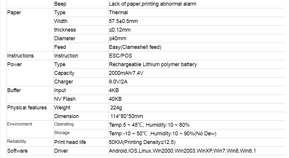 ৫৮ মিমি মিনি পিওএস থার্মাল পোর্টেবল অ্যান্ড্রয়েড মোবাইল রসিদ ইউএসবি বিটি হ্যান্ডহেল্ড প্রিন্টার বিনামূল্যে অ্যাপ ২০০০ এমএএইচ ব্যাটারি সহ