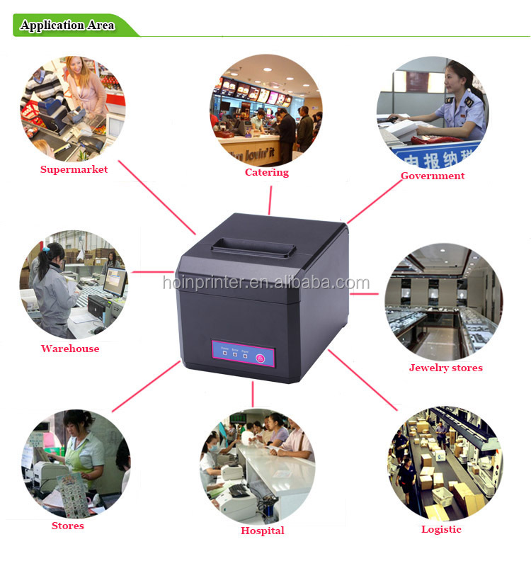 HOIN - 80mm Thermal Printer Auto Cut With USB BT WIFI 300MM/S 80mm POS system printer 14