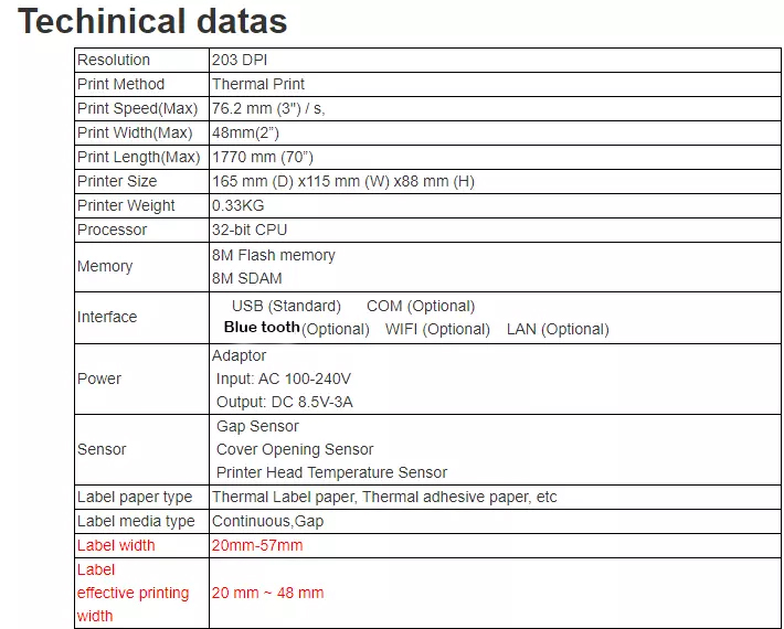 ৫৮ মিমি লেবেল স্টিকার থার্মাল প্রিন্টার কারখানার দাম লজিস্টিক মিনি হ্যান্ডহেল্ড রসিদ থার্মাল প্রিন্টার চীন থেকে