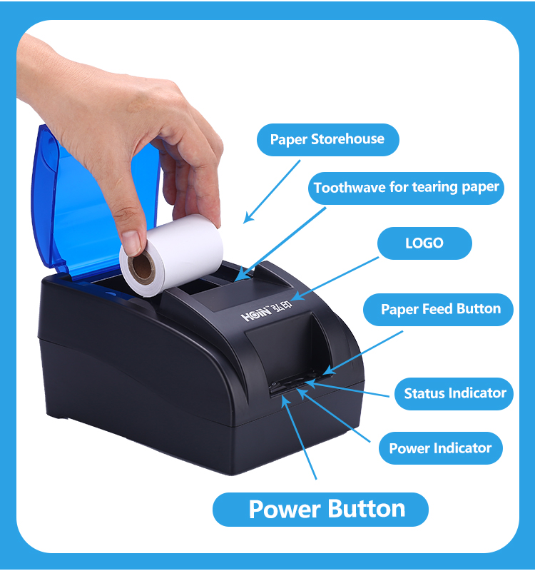  58 मिमी USB BT चित्र प्रिंट समर्थित मोबाइल POS मिनी थर्मल रसीद प्रिंटर Android IOS के लिए