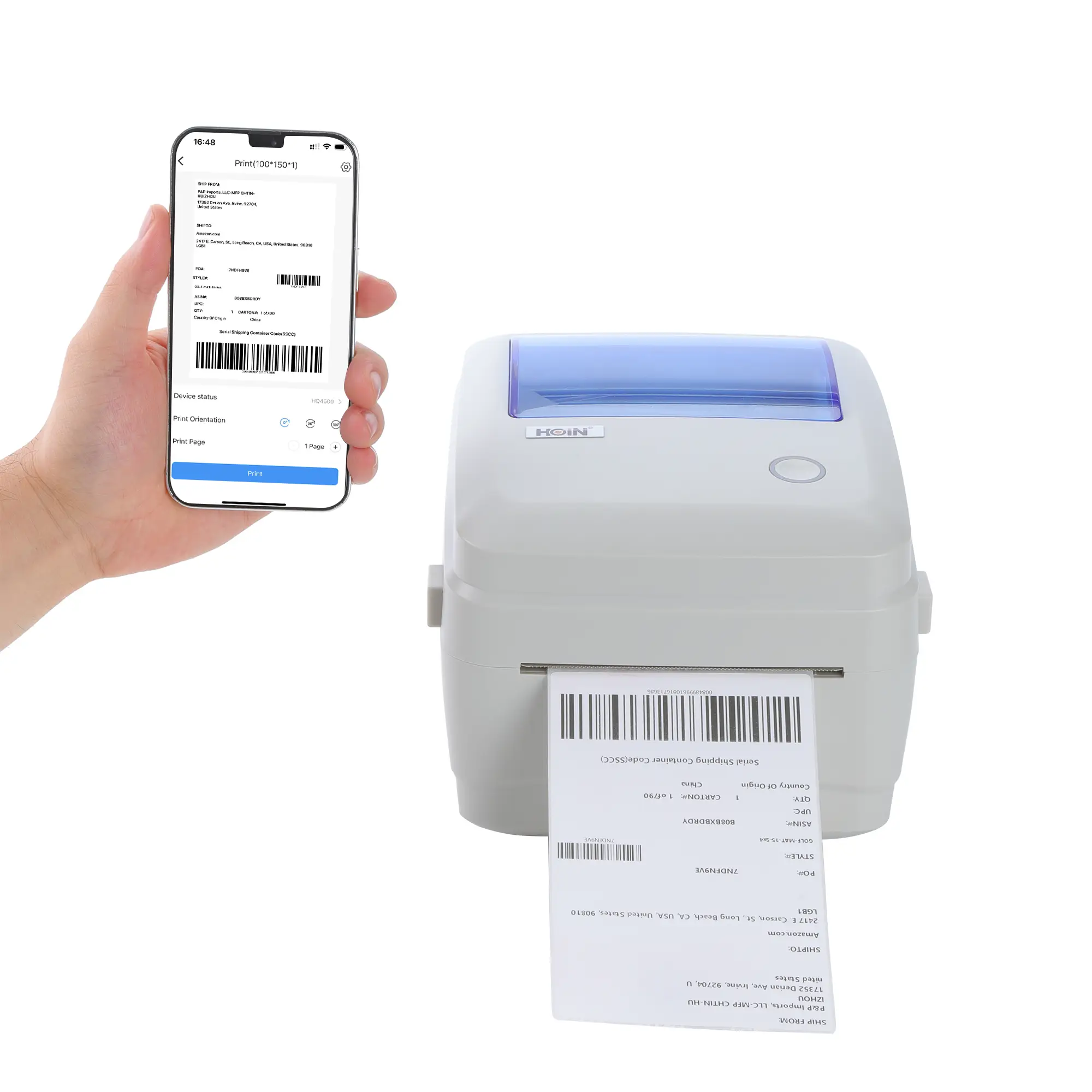 HOIN HOP-HQ480  Wireless Bluetooth thermal price label barcode printer USB express address label printer 1