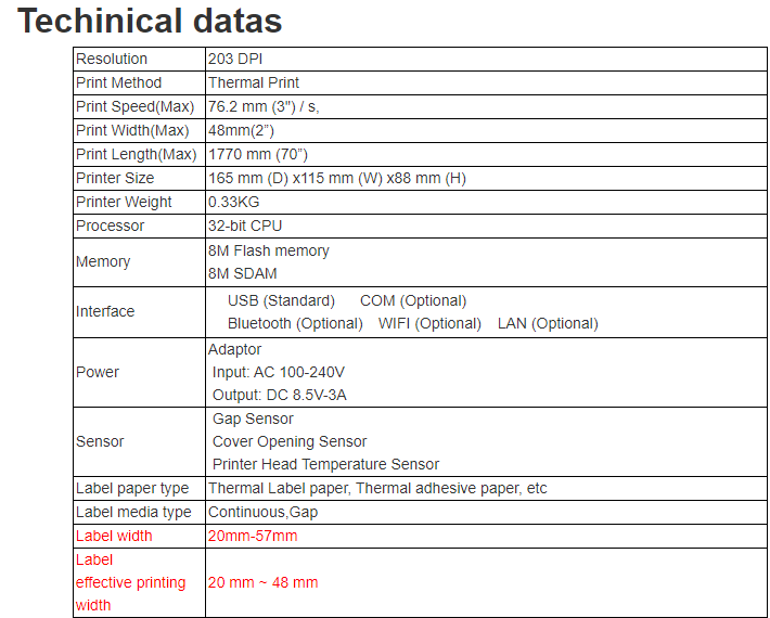  Hoin 58MM 2 ইঞ্চি শিপিং আঠালো কাগজ তাপ লেবেল বারকোড প্রিন্টার সাপোর্ট 1D 2D উইন্ডোজ IOS অ্যান্ড্রয়েড সিস্টেম