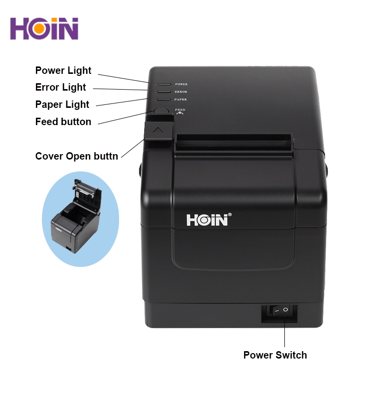HOIN CE/CB/BIS Certified USB+Lan 160mm/s HOP-H806 Thermal Receipt Printer with Good Printing