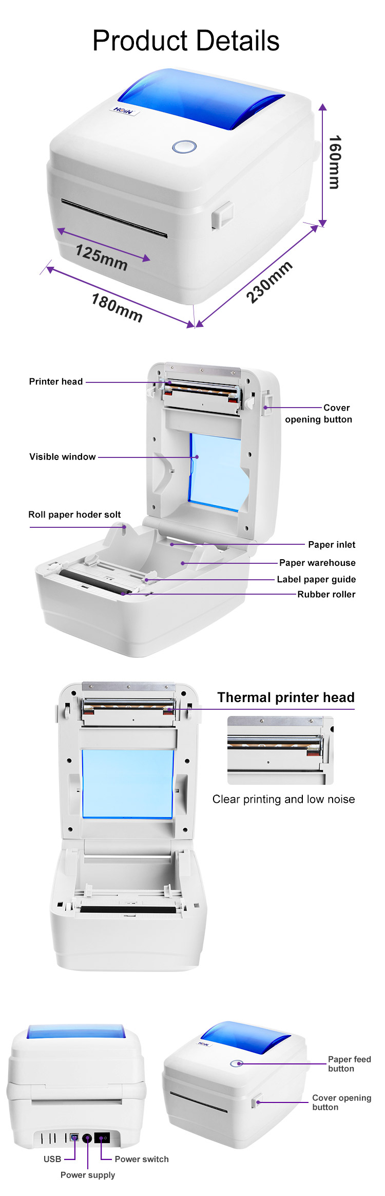 ভালো দামে সেরা পাইকারি ৪ ইঞ্চি থার্মাল লেবেল প্রিন্টার - HOIN সরবরাহকারী 9