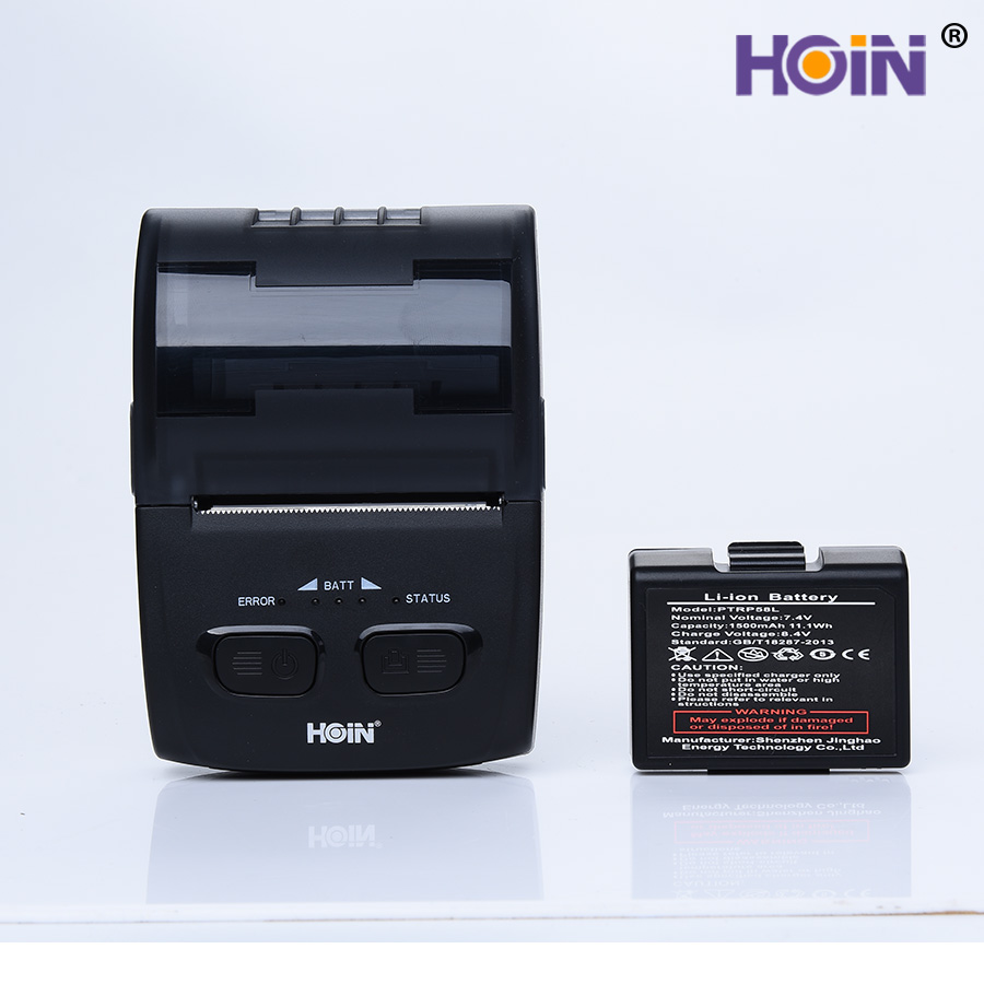 HOIN - mini wireless USB BT pos receipt printer portable thermal receipt printer 58mm portable thermal printer 12
