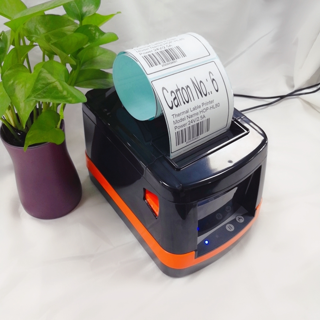 ৮০ মিমি ৩ ইঞ্চি নতুন লেবেল বারকোড আঠালো ইউএসবি মিনি সস্তা থার্মাল প্রিন্টার HOP-HL80 স্টিকি পেপার সহ