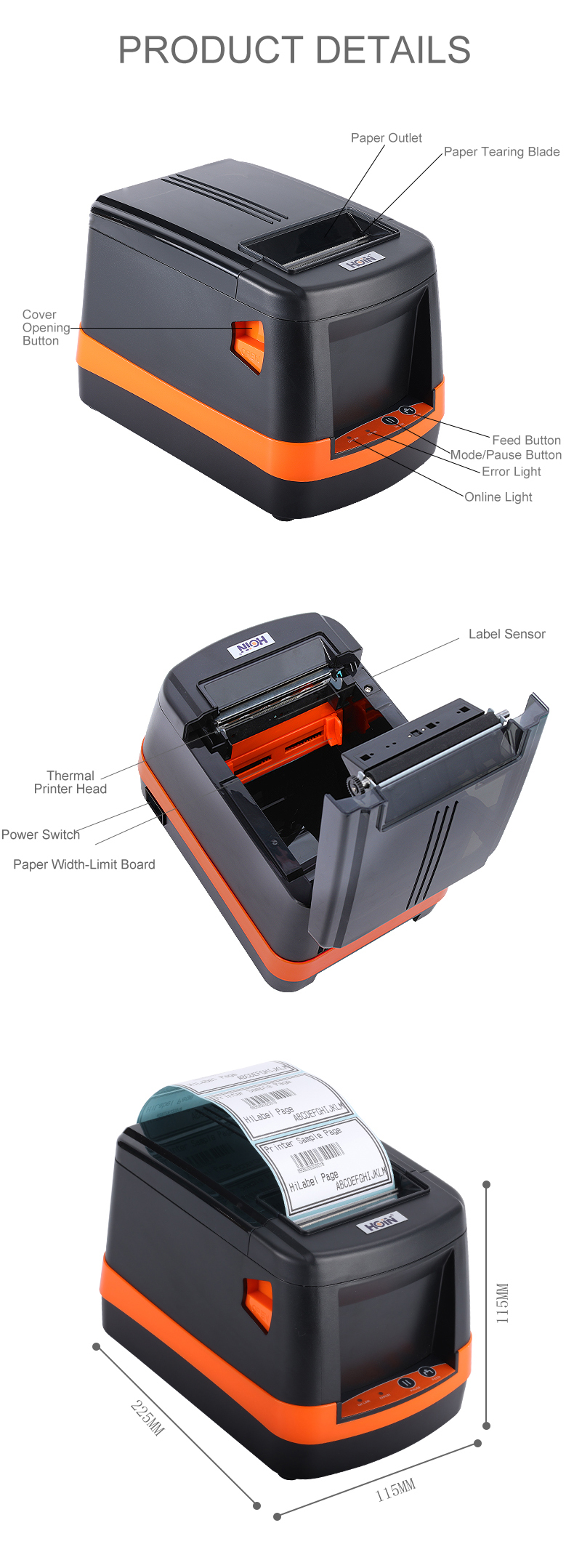 80mm restaurant label printer thermal label printer 80mm receipt printer 16