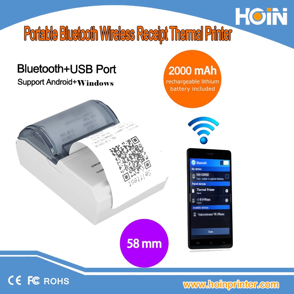 Hoin HOP E200.58MM সাপোর্ট Win Android IOS Linux পোর্টেবল থার্মাল প্রিন্টার