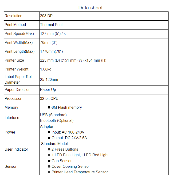 Hoin HOP- HL80 80mm থার্মাল বারকোড লেবেল প্রিন্টার, USB ব্লুটুথ পোর্ট সহ, pos সিস্টেমের জন্য রসিদ থার্মাল প্রিন্টার