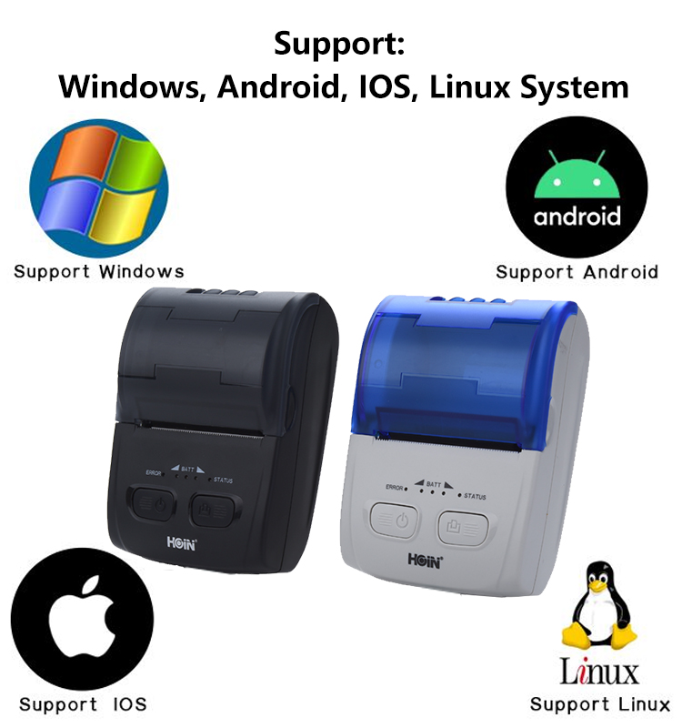  ১৫০০mAh ৫.০V ১A ব্যাটারি সহ নতুন হট HOIN ব্র্যান্ডের মোবাইল থার্মাল রিসিপ্ট প্রিন্টার