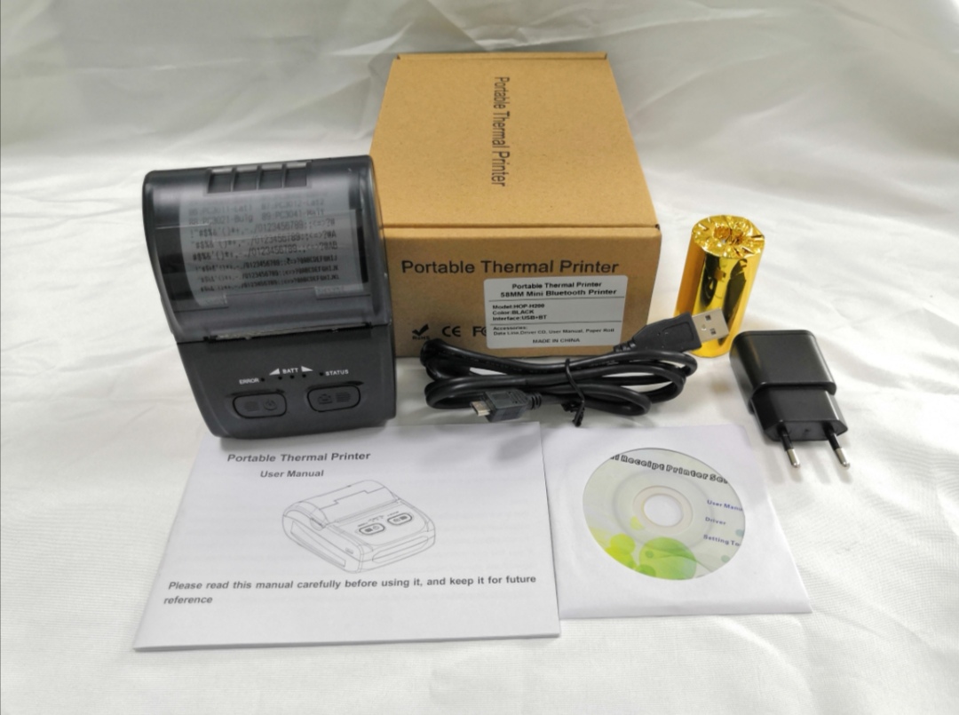 BIS certified USB Blue toot Mini 58mm POS Thermal Receipt printer with Roll Paper and CD manual