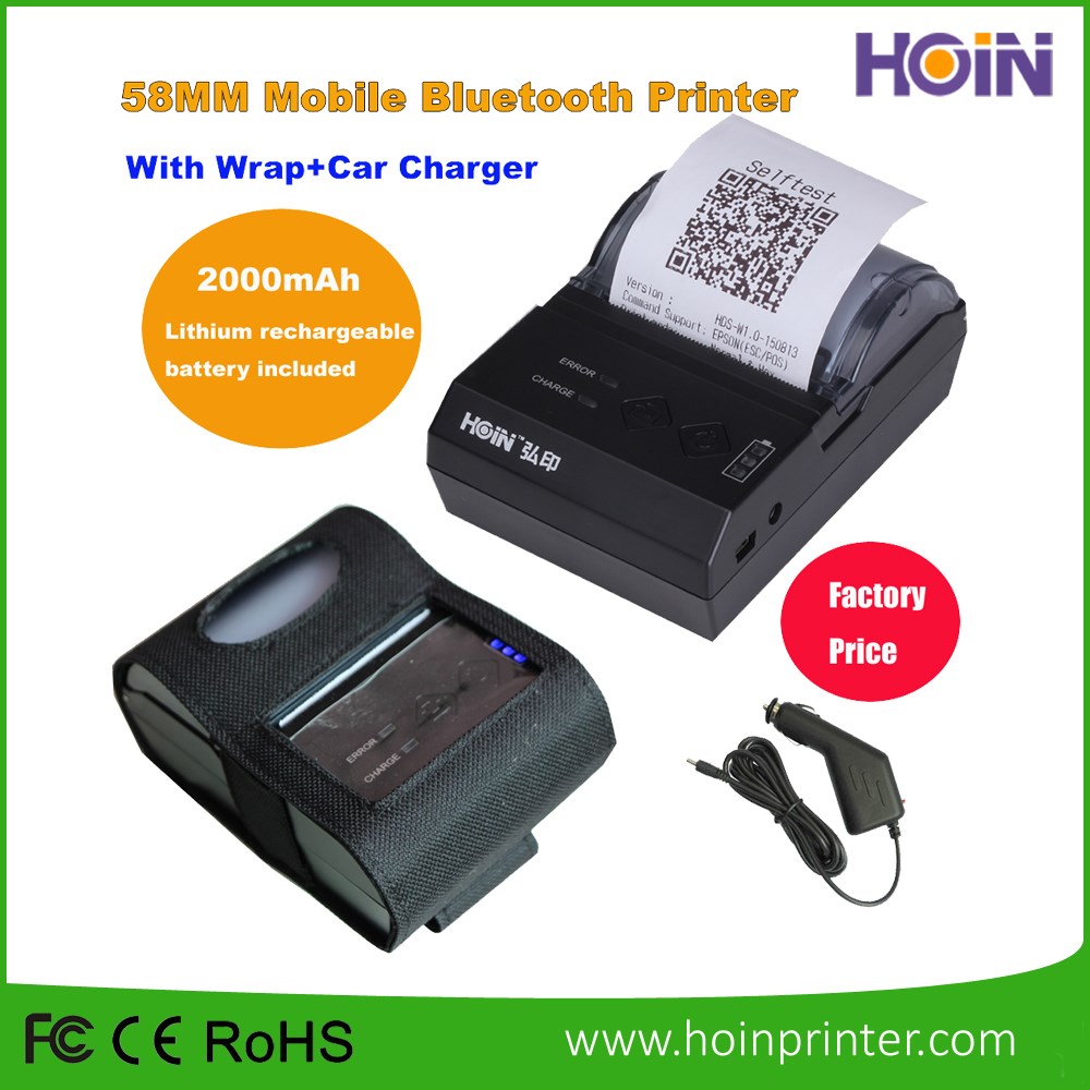 HOIN - অ্যান্ড্রয়েড মোবাইলের জন্য পোর্টেবল BT রসিদ প্রিন্টার 58MMM 58mm পোর্টেবল থার্মাল প্রিন্টার 13