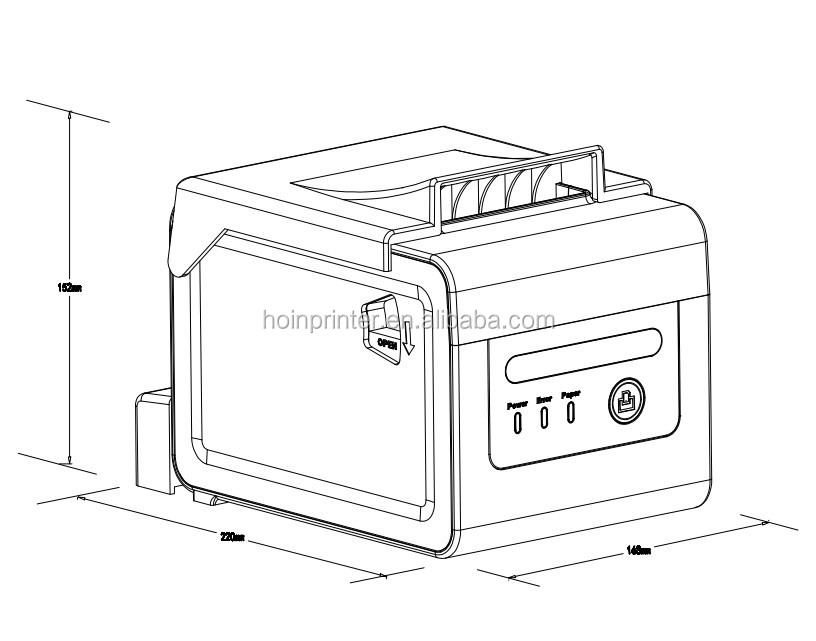 HOIN - রান্নাঘরের বিল প্রিন্টিং 80mm POS সিস্টেম প্রিন্টারের জন্য POS বারকোড প্রিন্টার থার্মাল ইলেকট্রনিক রসিদ মেশিন 10