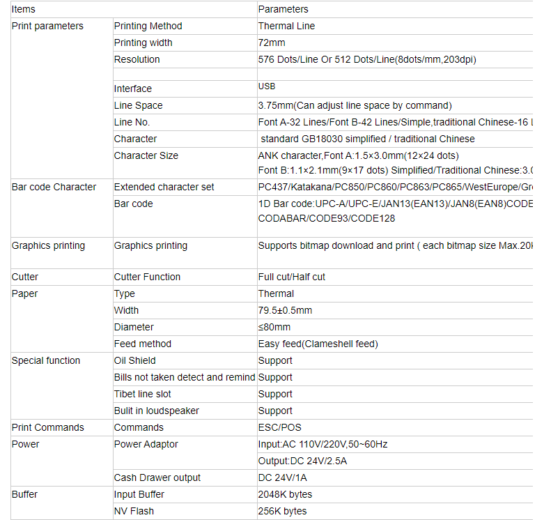  ওয়াইফাই বিটি সিরিয়াল ইউএসবি অপশন ডেস্কটপ প্রিন্টার হাই স্পিড প্রিন্টিং 260 মিমি/সেকেন্ড 80 মিমি থার্মাল রসিদ প্রিন্টার পজ প্রিন্টার