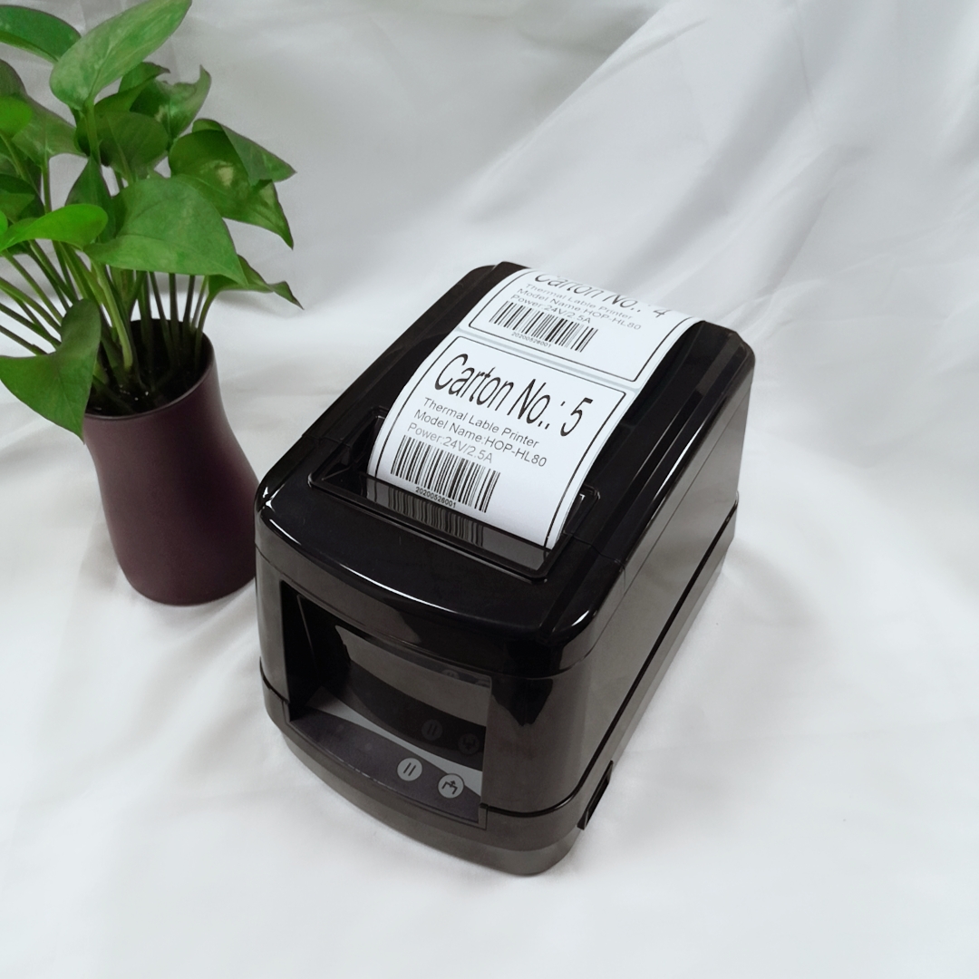  তাপীয় বারকোড আঠালো লেবেল স্টিকার প্রিন্টার HOP-HL80 সাপোর্ট সিরিয়াল সিকোয়েন্স নম্বর এবং বারকোড