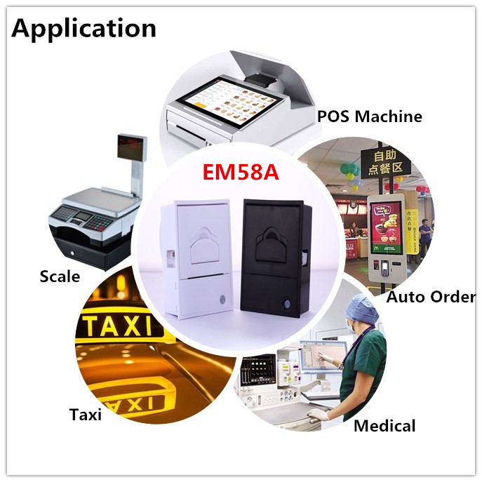  Imprimante thermique de reçus à micro-panneau USB/TTL/RS232 de 2 pouces 58 mm pour Android/Win7/Win8/Win10/Linux