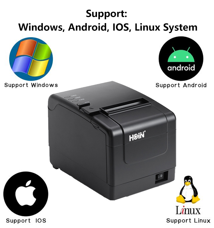  কারখানার সস্তা থার্মাল রসিদ প্রিন্টার অটো কাটার POS USB BT লোগো গ্রাফিক বারকোড প্রিন্টার 80mm