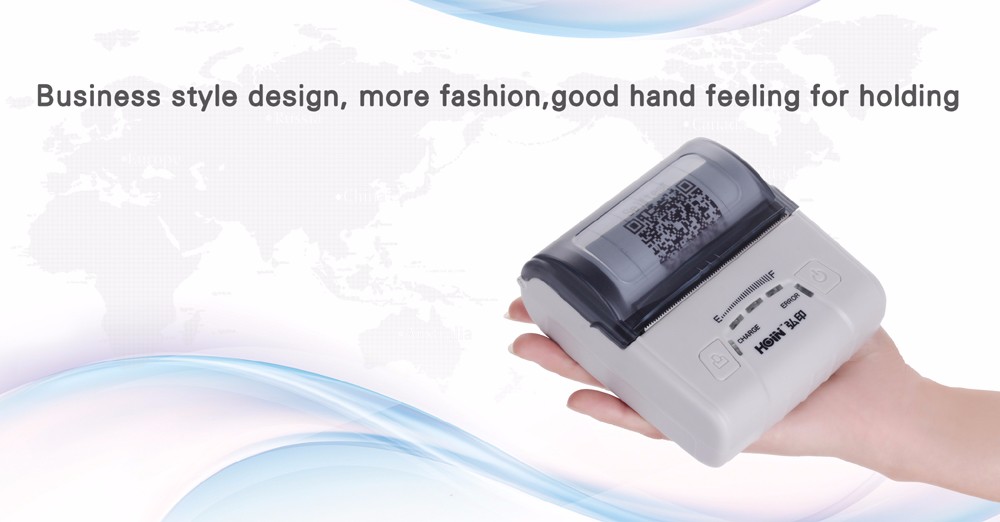 ৮০ মিমি ৩ ইঞ্চি পোর্টেবল হ্যান্ডহেল্ড অ্যান্ড্রয়েড/আইওএস মোবাইল পিওএস রিসিপ্ট প্রিন্টার রিচার্জেবল এলআই ব্যাটারি সহ