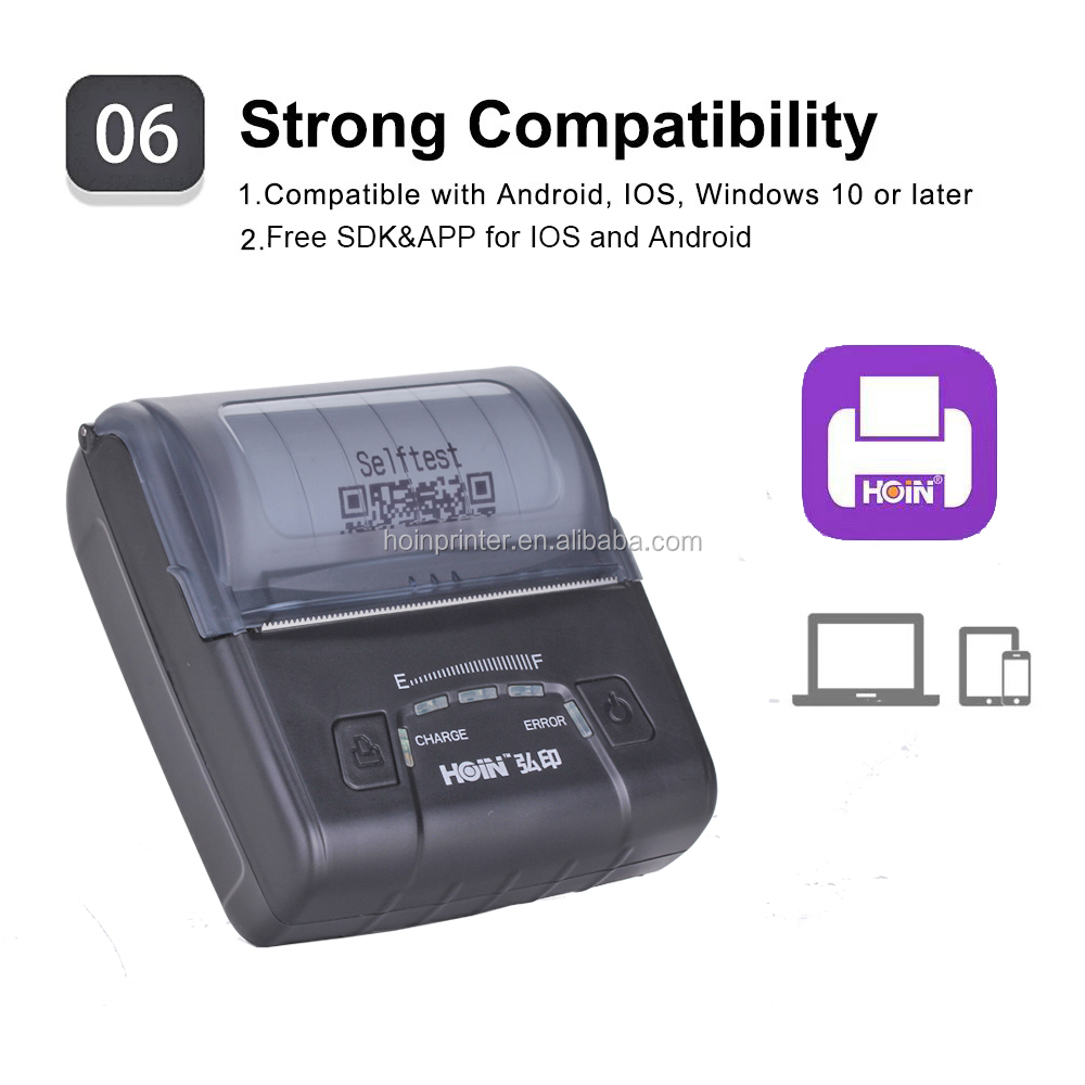 ৮০ মিমি ইউএসবি বিটি হপ ই৩০০ ইউএসবি ব্লু টুথ ইন্টারফেস সাপোর্ট উইন অ্যান্ড্রয়েড আইওএস লিনাক্স মিনি পোর্টেবল থার্মাল প্রিন্টার