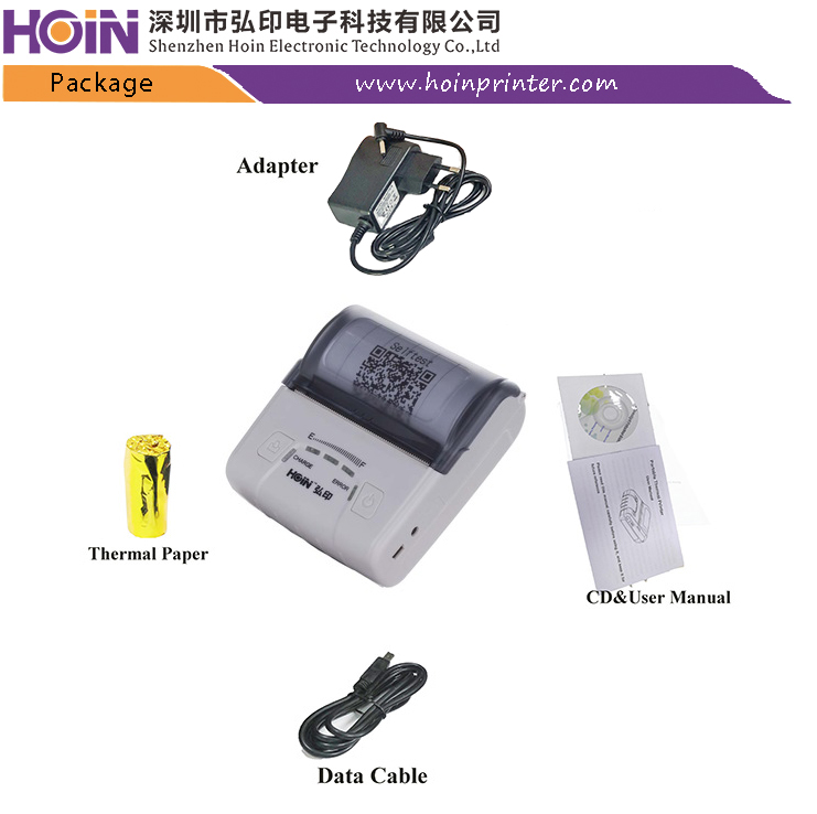 ৮০ মিমি পোর্টেবল থার্মাল প্রিন্টার HOP E300 সাপোর্ট করে Win Android IOS Linux Mini পোর্টেবল রসিদ প্রিন্টার
