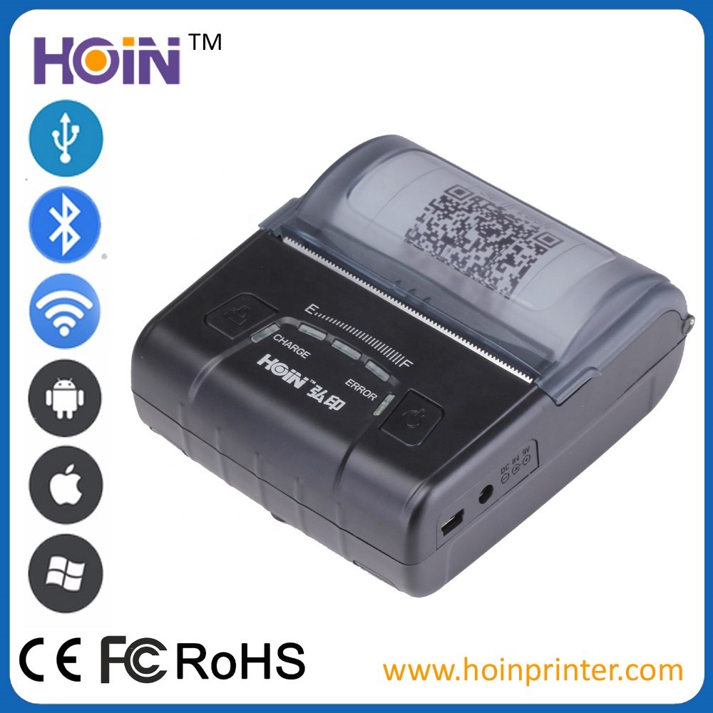 কারখানার সস্তা পোর্টেবল মোবাইল থার্মাল প্রিন্টার মিনি USB BT POS লোগোর জন্য বড় ব্যাটারি 2500mAh 80mm