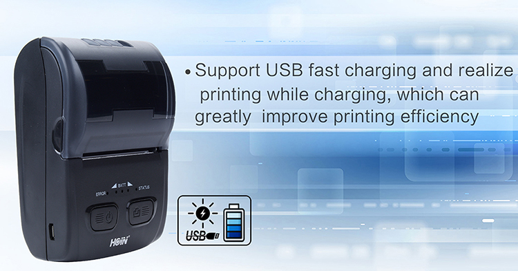  ইউএসবি ওয়াইফাই পোর্ট ৪ ঘন্টা প্রিন্ট করতে পারে ইউএসবি চালিত থার্মাল মিনি ৫৮ মিমি ব্লুটুট পোর্টেবল প্রিন্টার