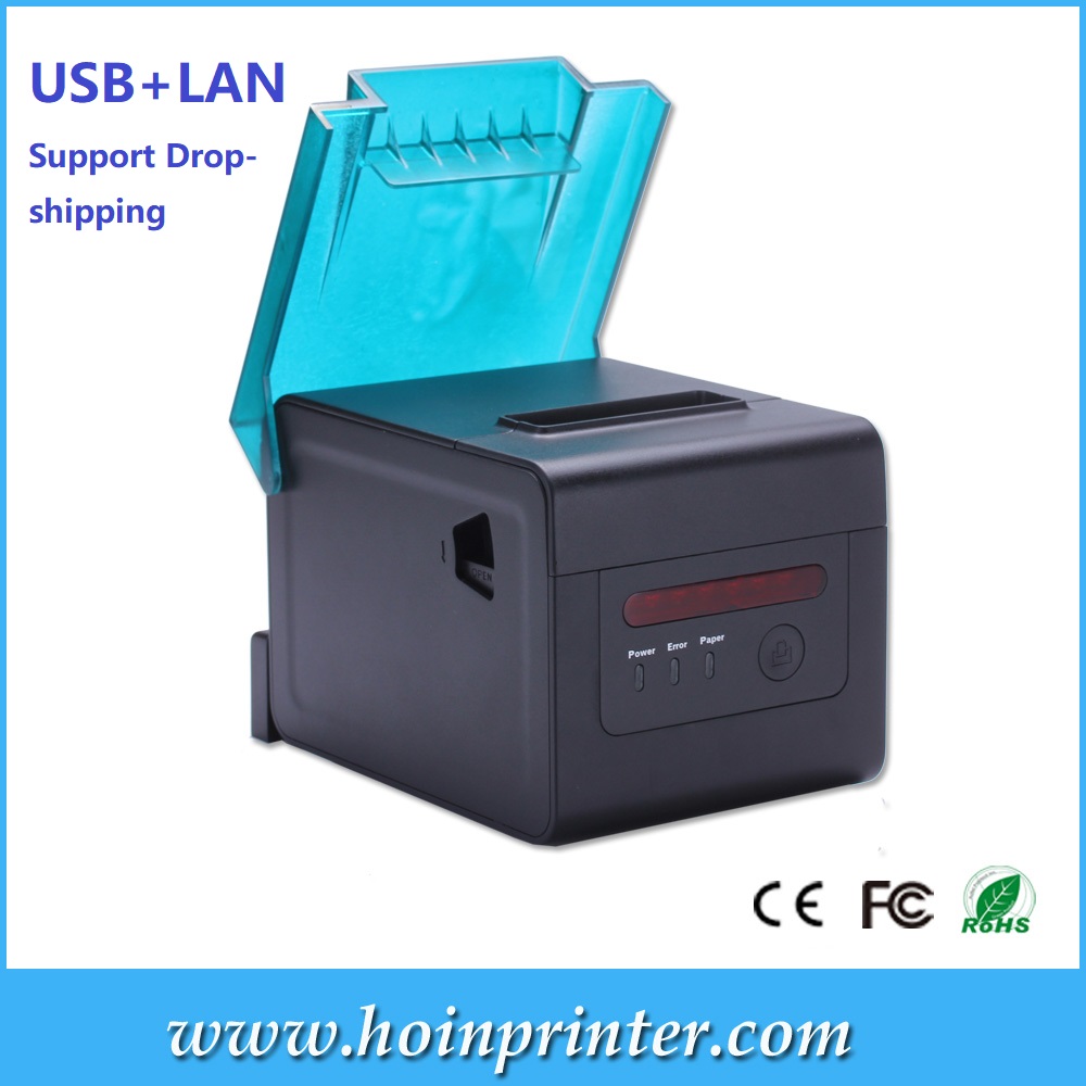  হোইন ফ্যাক্টরি অফার থার্মাল রসিদ প্রিন্টার অটো কাটার বারকোড লোগো প্রিন্টার ইউএসবি ল্যান পিওএস সুপারমার্কেটের জন্য 80 মিমি
