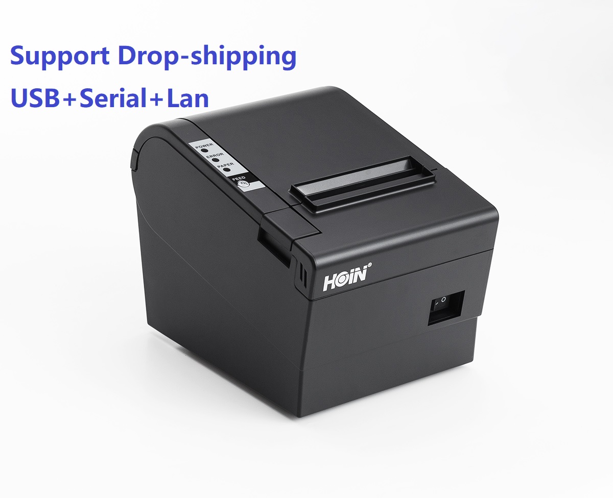  হোইন ফ্যাক্টরি মোবাইল থার্মাল রসিদ প্রিন্টার পিওএস সিস্টেম হাই স্পিড ইউএসবি বিটি লোগো প্রিন্টার 80 মিমি এর জন্য অটো কাটার