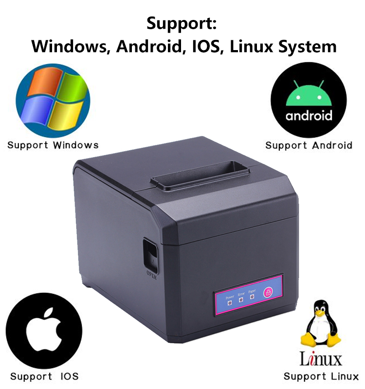 HOIN - 300mm/S হাই স্পিড 80mm অটো কাটার 80mm POS থার্মাল রসিদ প্রিন্টার 8