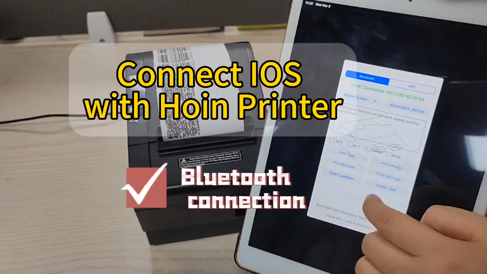হোইন থার্মাল প্রিন্টার HOP-E802 সরবরাহকারী ও নির্মাতাদের জন্য ব্লুটুথের মাধ্যমে IOS আইপ্যাড আইফোন কীভাবে সংযুক্ত করবেন | HOIN
