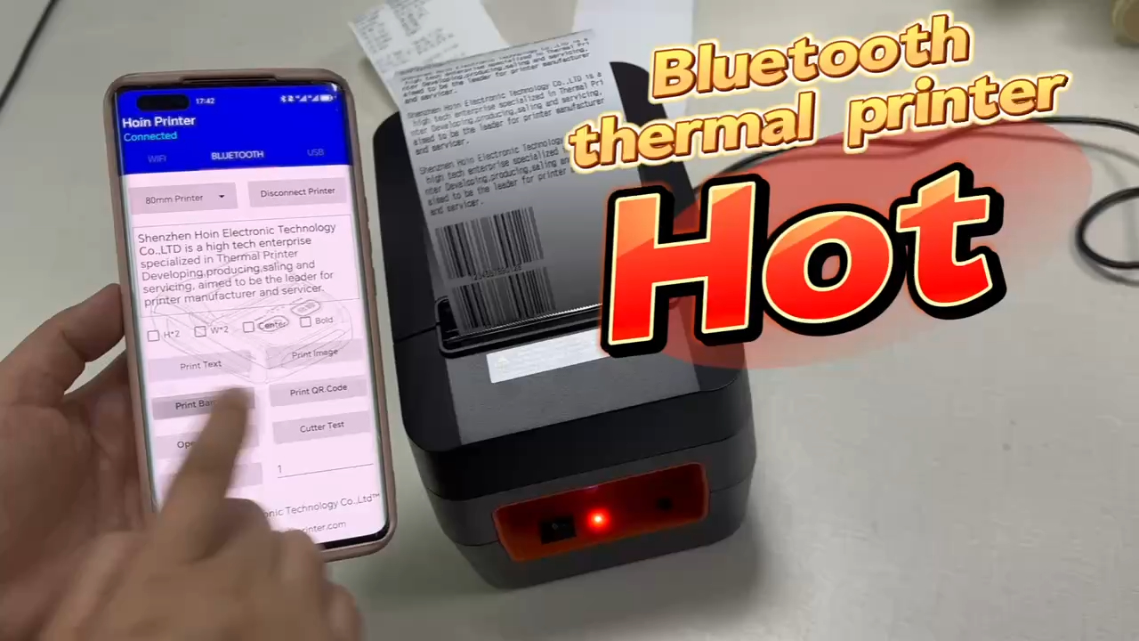 ব্লুটুথ থার্মাল প্রিন্টার অটো কাটার যা ছবি প্রিন্ট করতে পারে সরবরাহকারী ও নির্মাতারা | HOIN