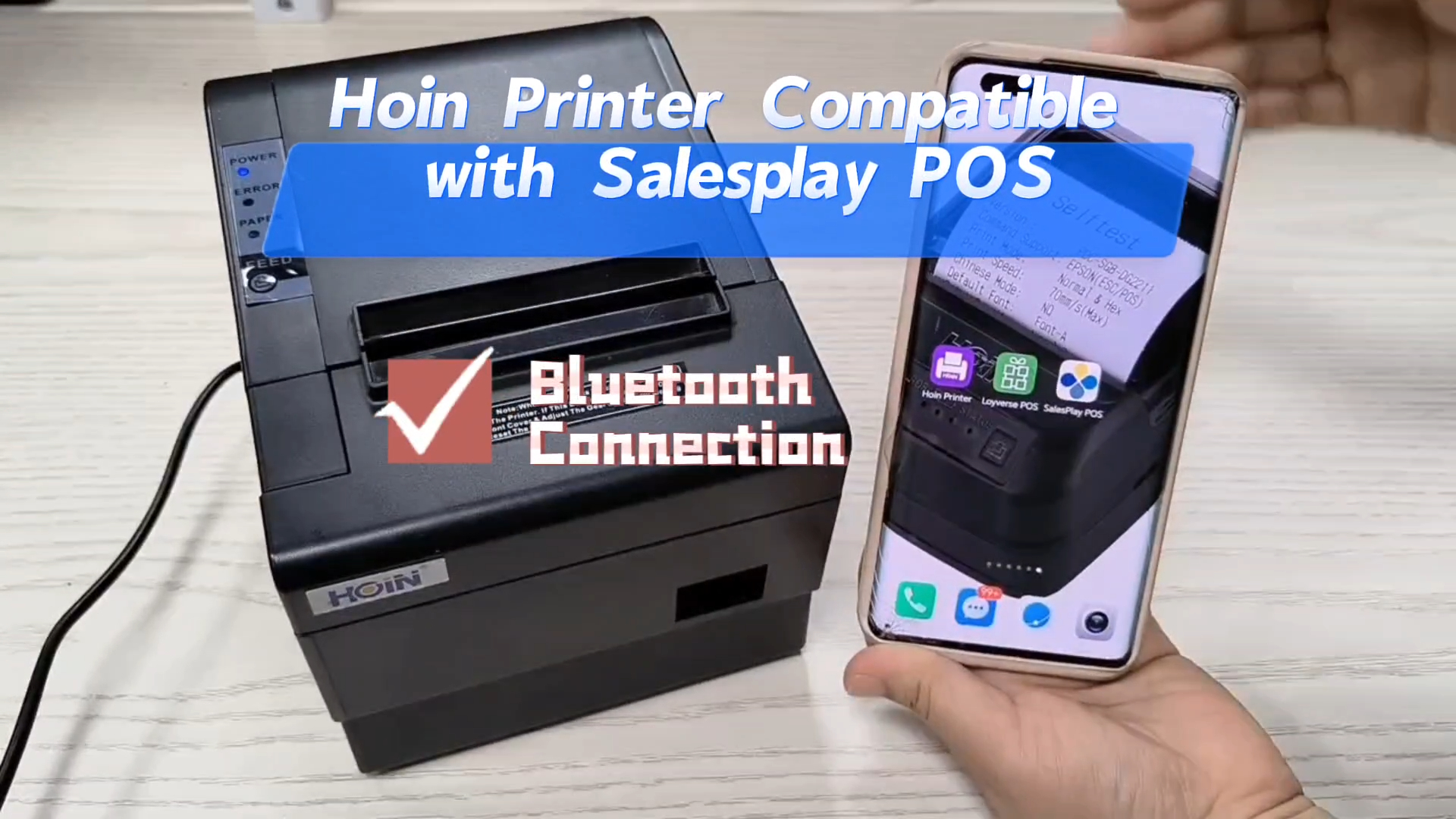 হোইন থার্মাল প্রিন্টার HOP-E802 অ্যান্ড্রয়েড এবং আইওএস উভয় ক্ষেত্রেই সেলসপ্লে পিওএসের সাথে সামঞ্জস্যপূর্ণ 1