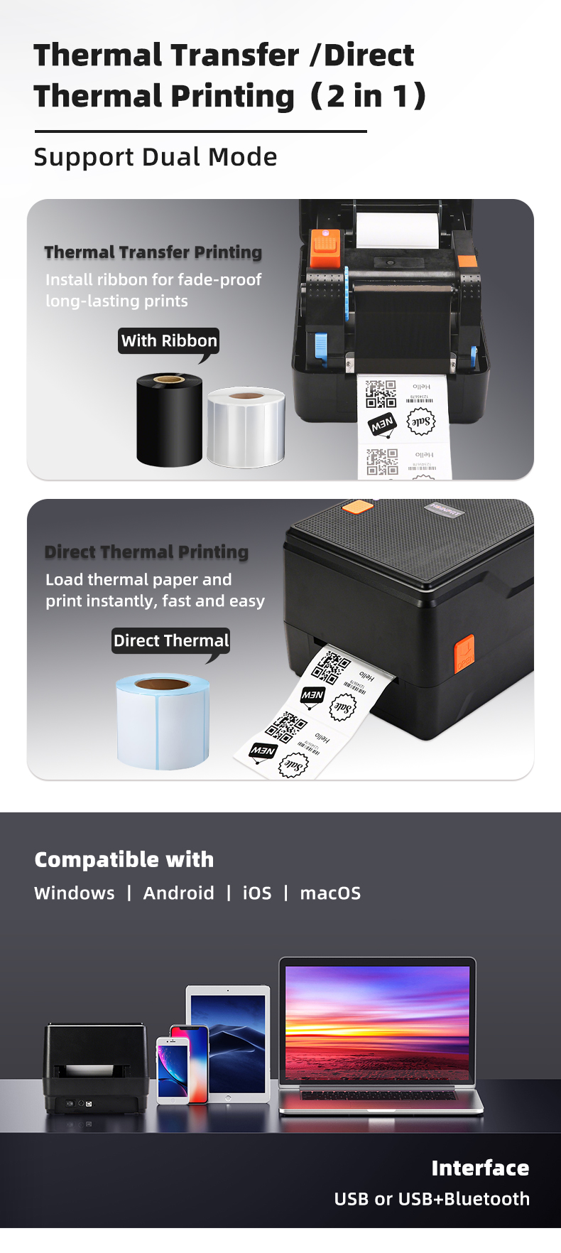 HOIN সরবরাহকারী ও নির্মাতাদের কাছ থেকে সিল্কের উপর প্রিন্ট করুন থার্মাল ট্রান্সফার লেবেল প্রিন্টার | HOIN 2