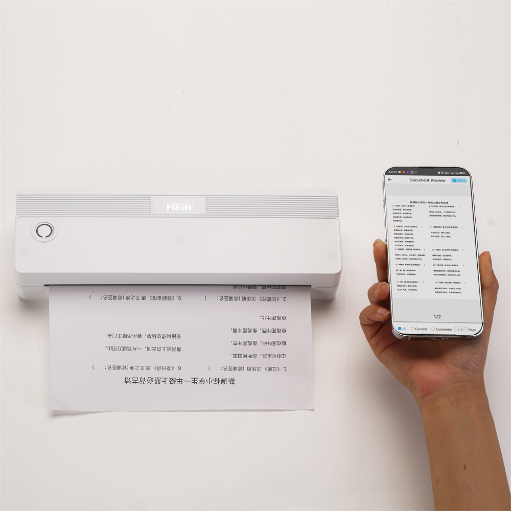 Hoin উচ্চ মানের A42 নতুন এবং গরম তাপীয় A4 প্রিন্টার শিক্ষার্থীদের পাঠ্য পরীক্ষার মুদ্রণের জন্য বিনামূল্যে অ্যাপ্লিকেশন সহ 1