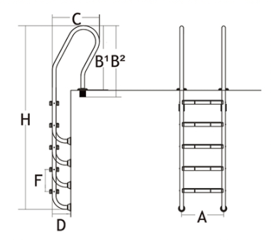 Thang hồ bơi loại neo dòng F 3