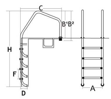 ML-serien flänsad poolstege 4