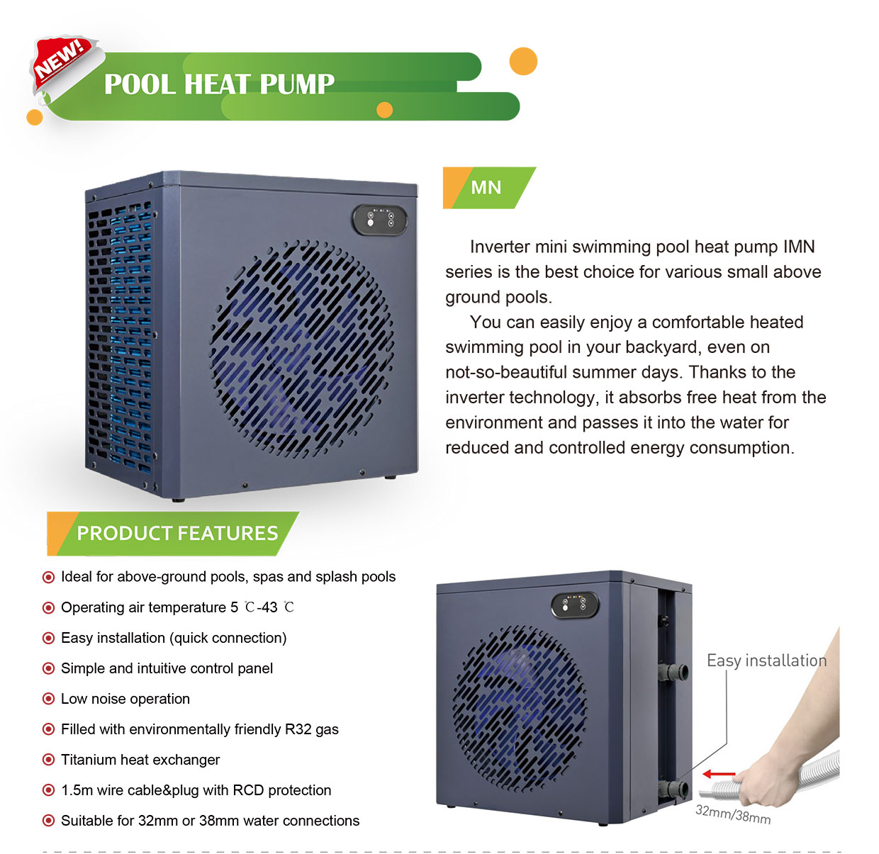 INVERTER MINI SWIMMING POOLHEAT PUMP 5