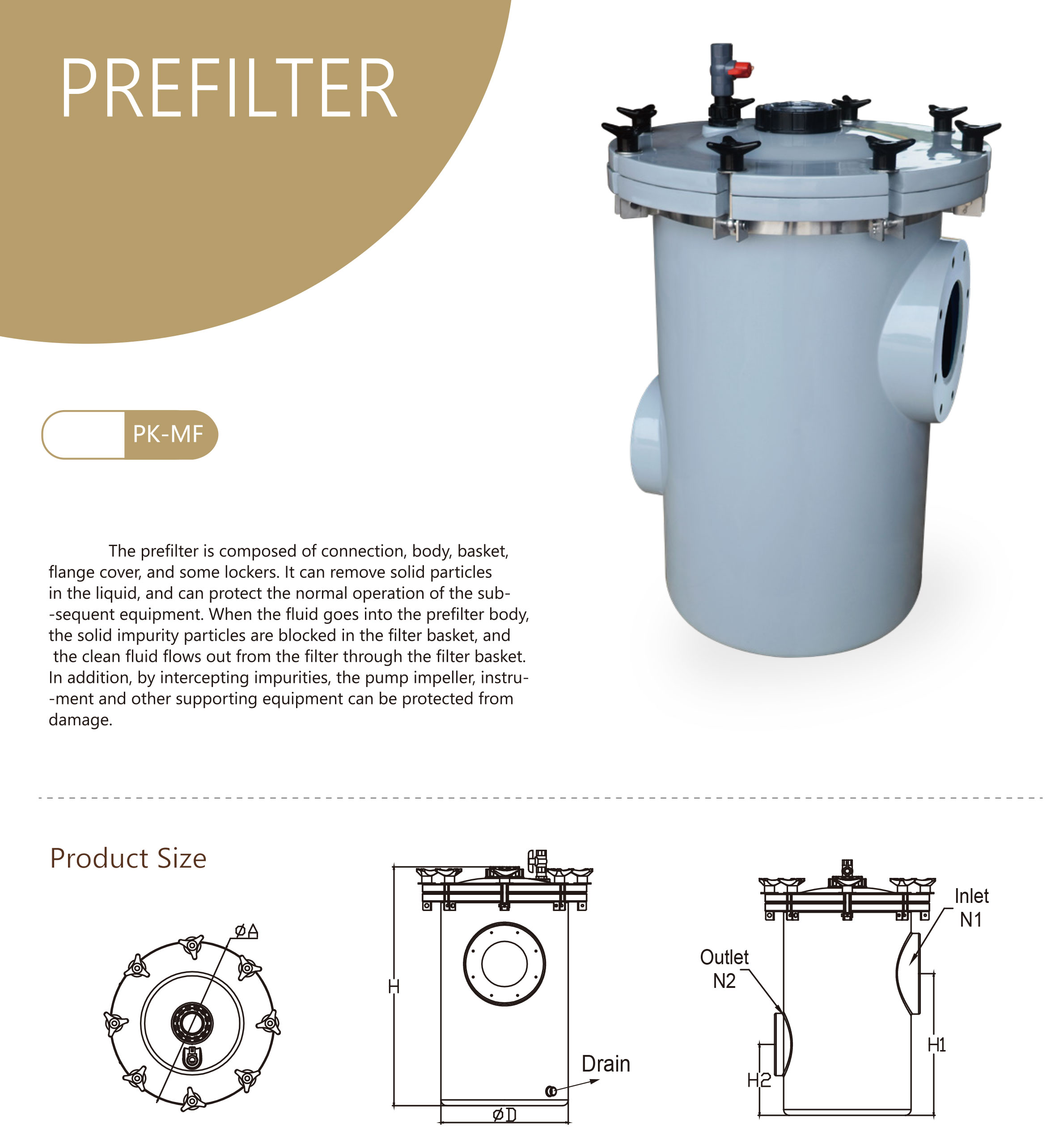Fiberglass Prefilter With 316L Basket From 3~10 2