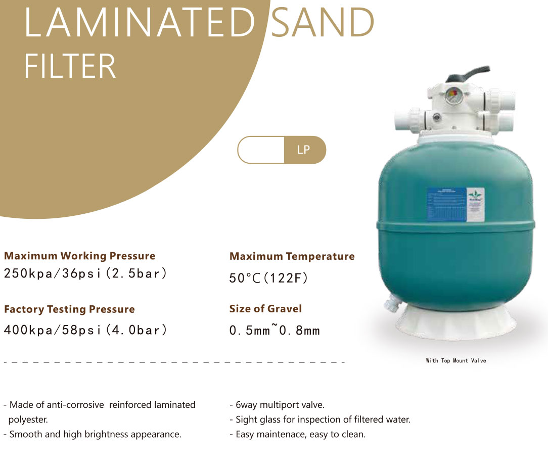 Laminerat bulttyp toppmonterat sandfilter från 400 ~ 900 mm för hotellpooler 3