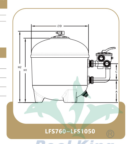PoolKing’s New Design 6-Way Valve Light Color Laminated Sand Filter From 760~1050mm 3