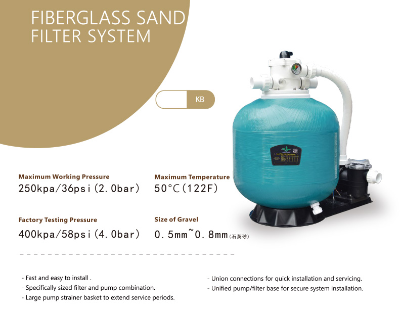 Fiberglass Sand Filter With Pump System From 400~700mm For Garden Pools 3