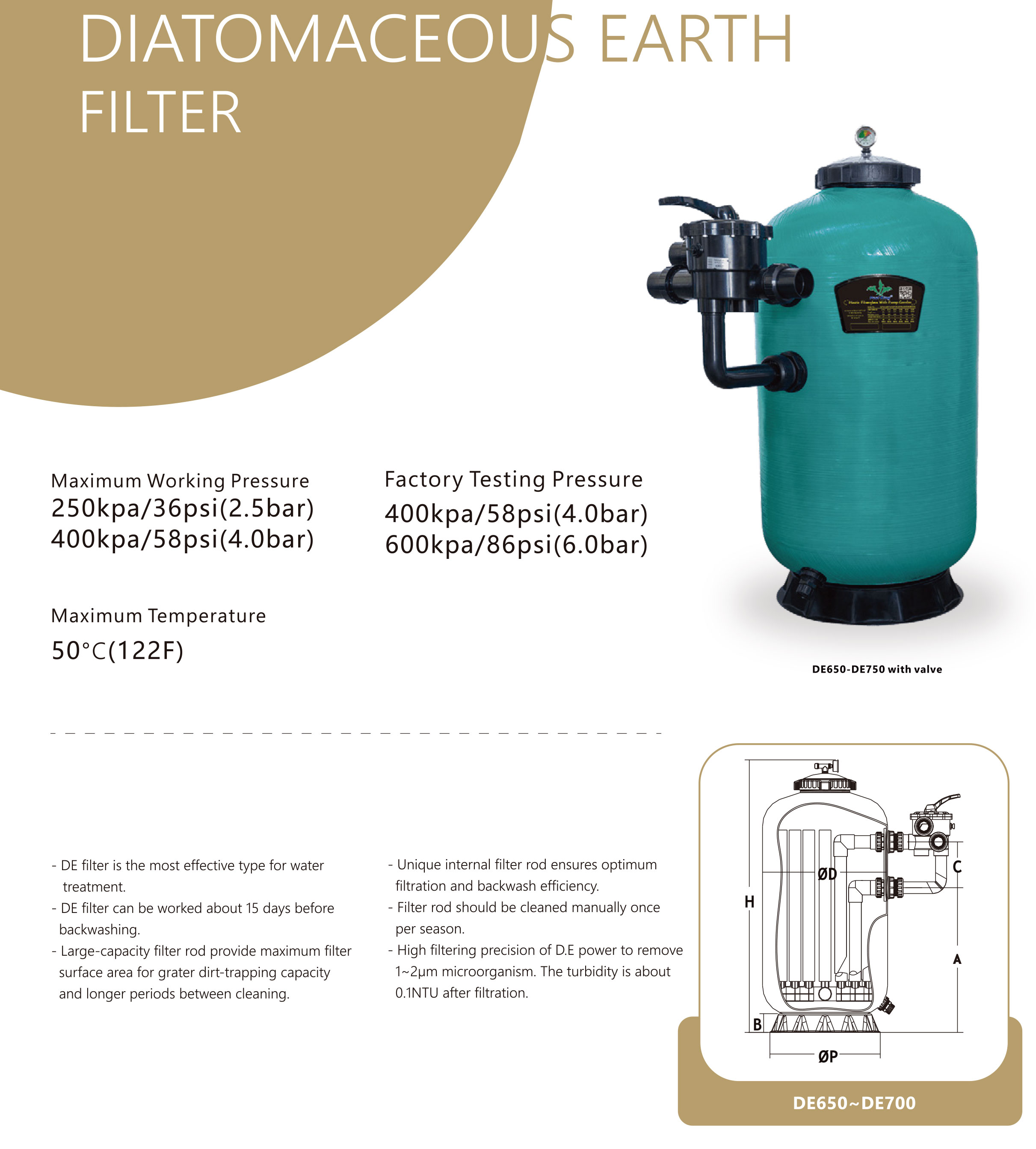 Effective Commercial Diatomaceous Filter From 650~700mm 2