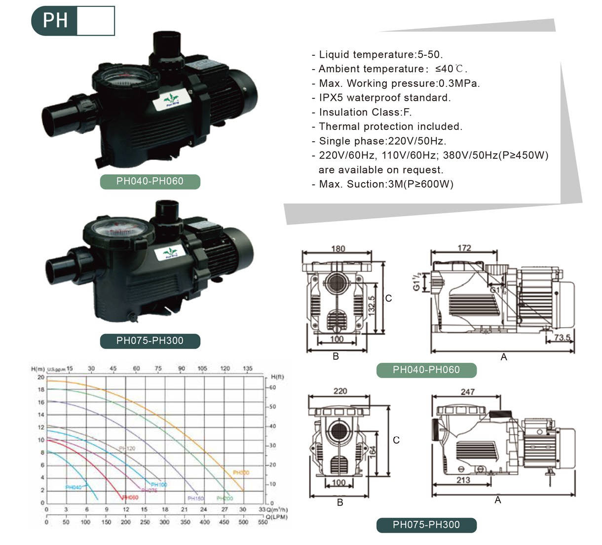 PH სერიის თვითდამწოვი აუზის ტუმბოები